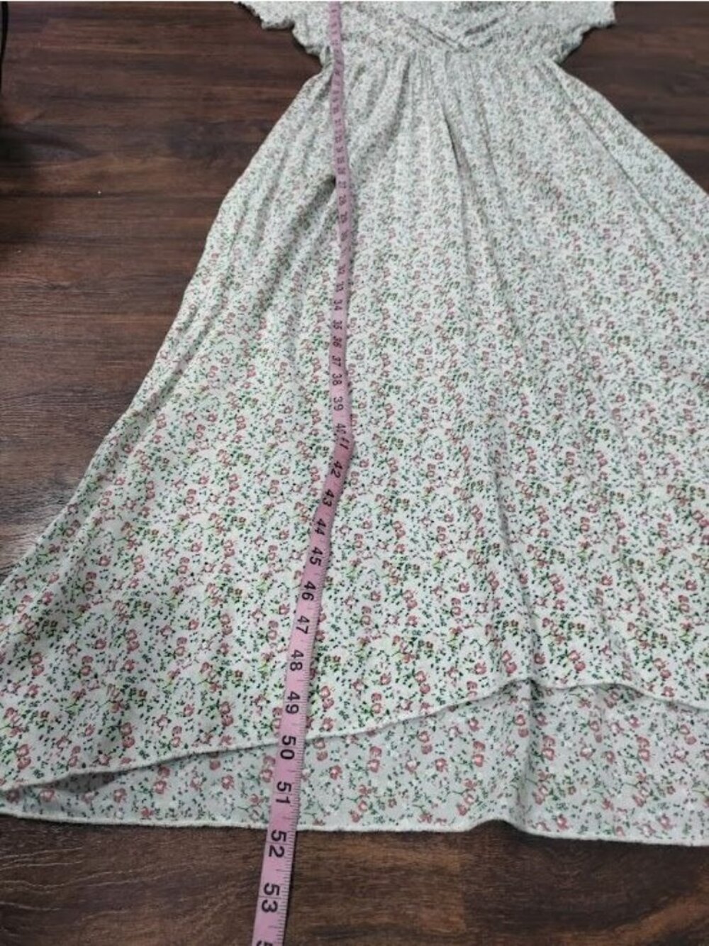 Made In Italy Short Sleeve Floral Print V Neck Maxi Dress White Pink Women's L - Picture 12 of 13